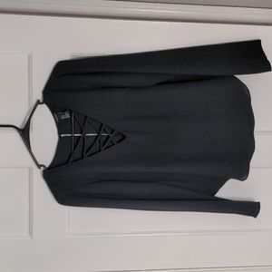 Forever 21 black lace up blouse